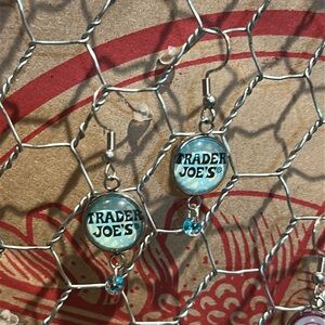 Trader Joe’s earrings 12mm abstract art turquoise